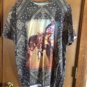 Crazy Train Cowboy Graphic Tee - Black and Multicolor